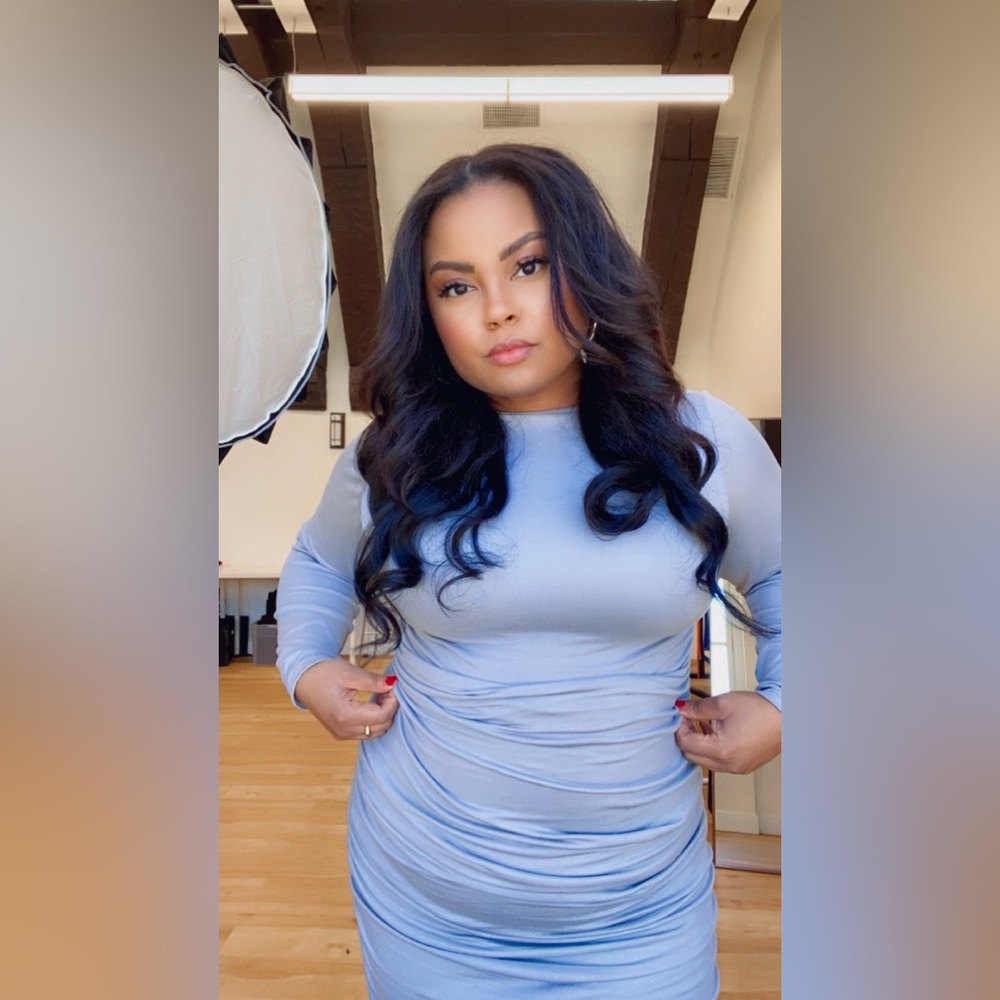 Ruched Bodycon Light Grey  Maxi Dress